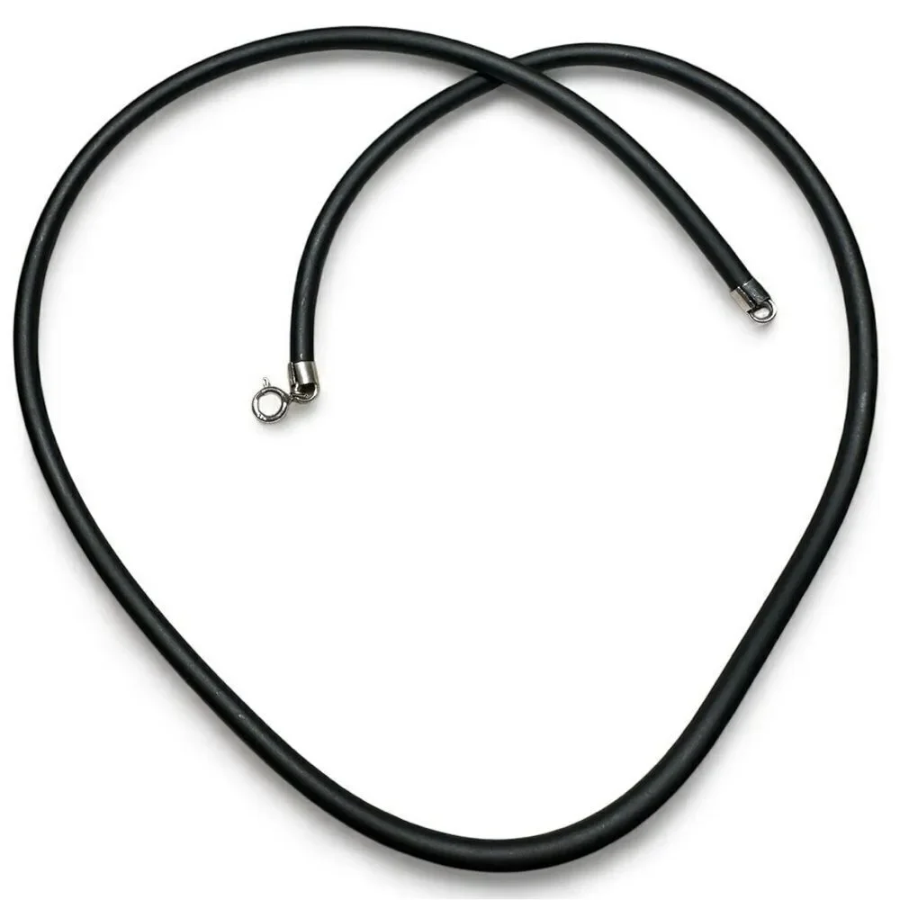 22” Black Cord Necklace - Unisex | 925 Silver Clasp | Minimalist | Great…